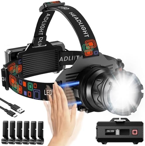IPX7 Waterproof Headlamp with 9 Lighting Modes