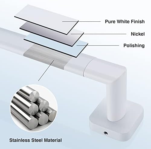 High-Quality White Bathroom Towel Bar Set with Stainless Steel 4-Piece