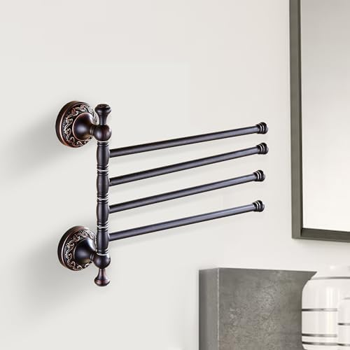 Durable Oil Rubble Bronze Brass Towel Rack Folding Bathroom Hardware