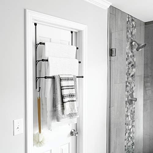 3-Tier Over-the-Door Towel Rack Matte Black