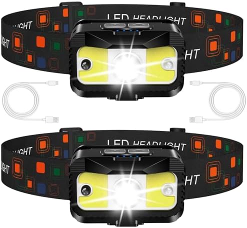 MIOISY Rechargeable LED Headlamp - 1200 Lumen Dual Modes Motion Sensor Waterproof