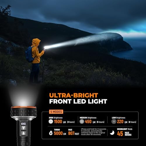 Elesall Discover 5000 Lumen Rechargeable LED Flashlight with Dual Modes