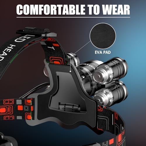 12000 Lumens Rechargeable LED Headlamp for Camping Hiking Hunting