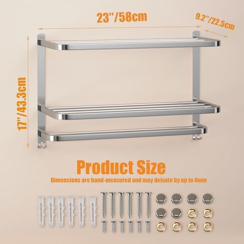 3-Tier Stainless Steel Towel Rack 40lbs Capacity Smooth Finish Easy to Install