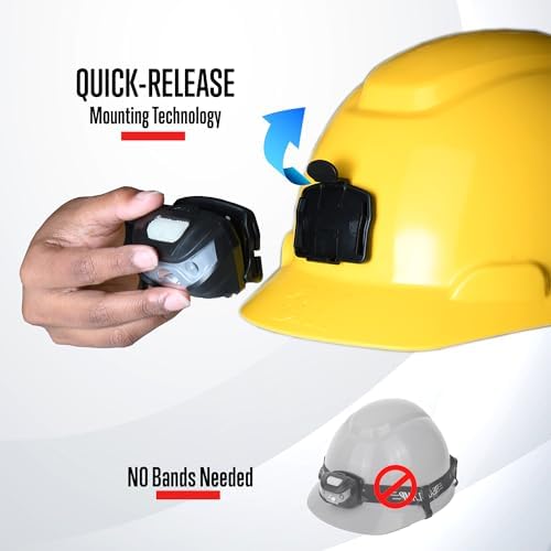 Hands-Free Rechargeable Hard Hat Light with 12-Hour Power Source
