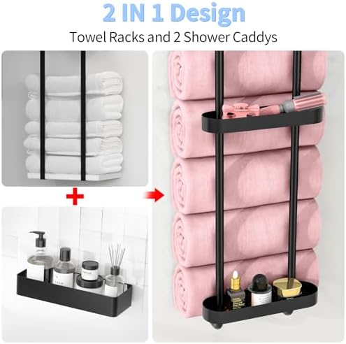 Space-Saving bath towel shower organizer Black