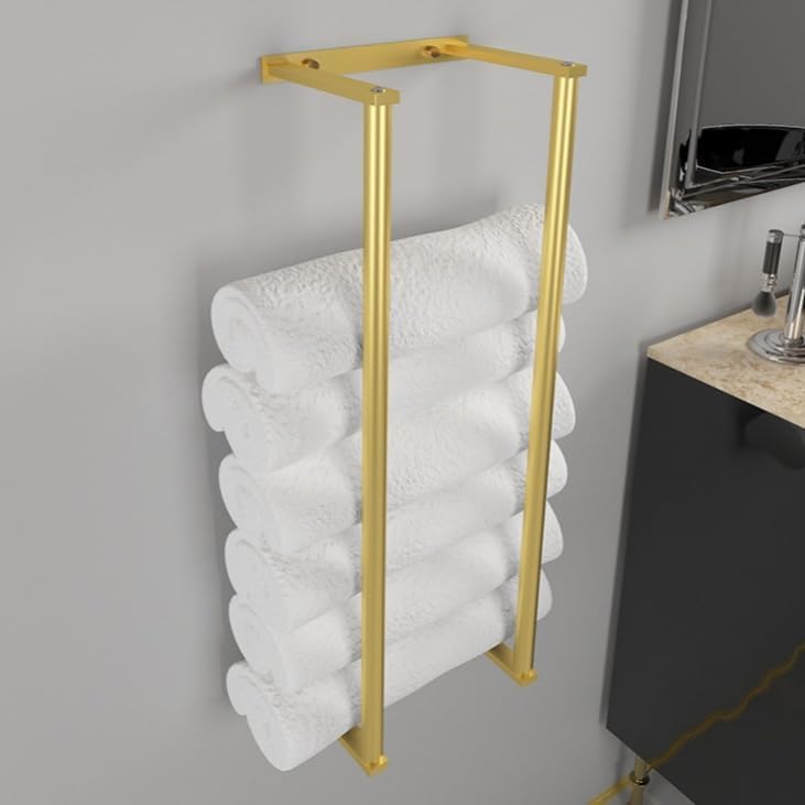 NSCMQSL Brushed Gold Towel Rack Stainless Steel Towel Holder for Bathroom
