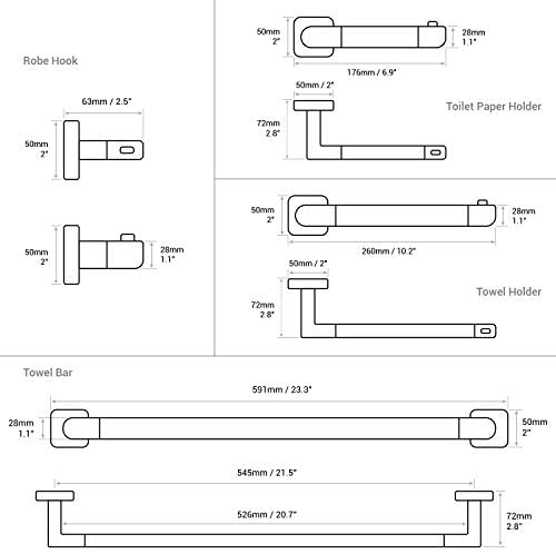 High-Quality White Bathroom Towel Bar Set with Stainless Steel 4-Piece