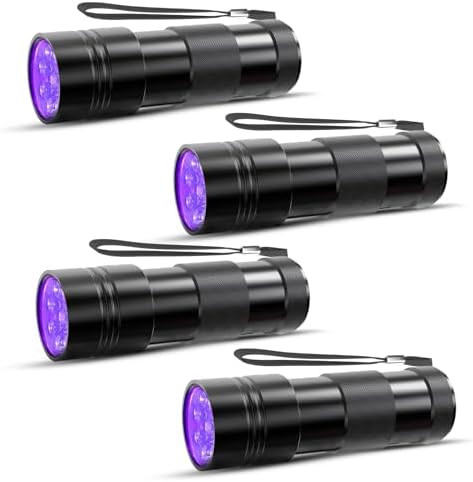 4Pack UV Flashlight for Pets Travelers Compact Waterproof