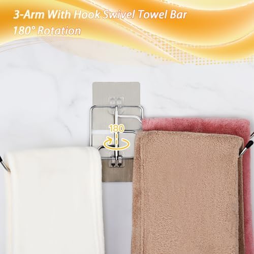 3-Arm Swivel Towel Rack for Space-Saving Use