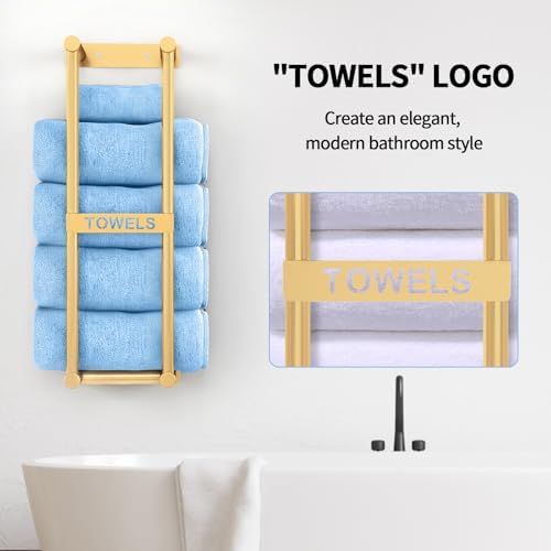 STWWO Bathroom Towel Storage Rack - Gold 4 Towels