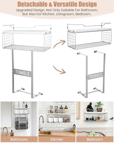 A Etior Towel Rack Wall-Mounted Bath Organizer Silver