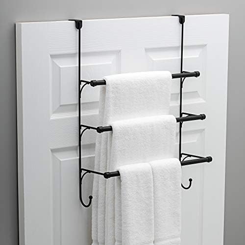 3-Tier Over-the-Door Towel Rack Matte Black