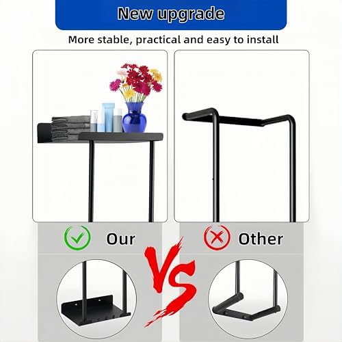 Space-Saving Black Towel Rack with Adjustable Length for Home Use