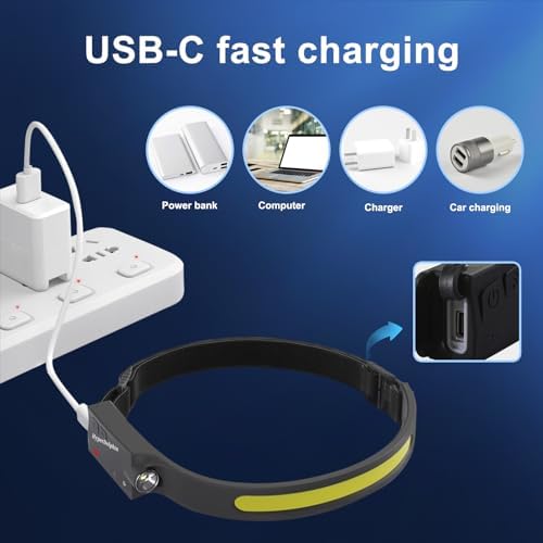 3-Pack Rechargeable LED Headlamp for Adults Waterproof Motion-Activated
