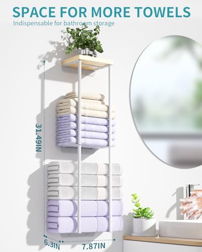 Anfeichen 2-Tier Wall Towel Rack White