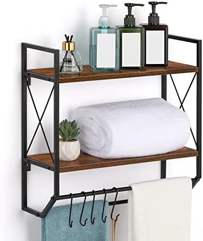 CADUKE 2-Tier wall-mounted bathroom towel rack with hooks