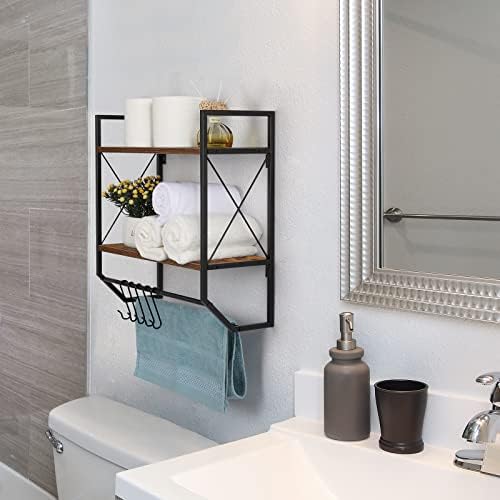 CADUKE 2-Tier wall-mounted bathroom towel rack with hooks