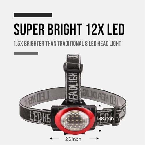 Lichamp 10-Piece Headlamp Set - 12 LED 3 Modes Adjustable Headband