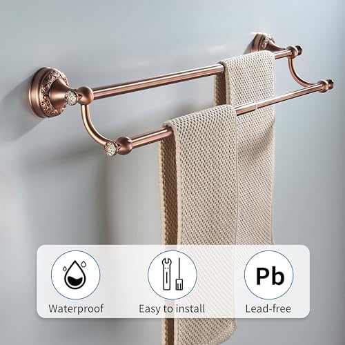 Adjustable Red Copper Bath Towel Holder