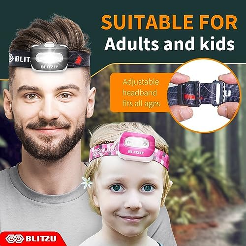 BLITZU Hands-Free Headlamp 165 Lumen Adjustable Modes Waterproof Bright
