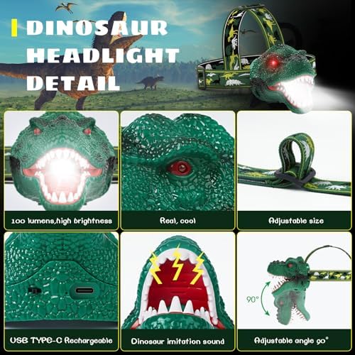 Dysaim T-Rex Headlamp for Kids