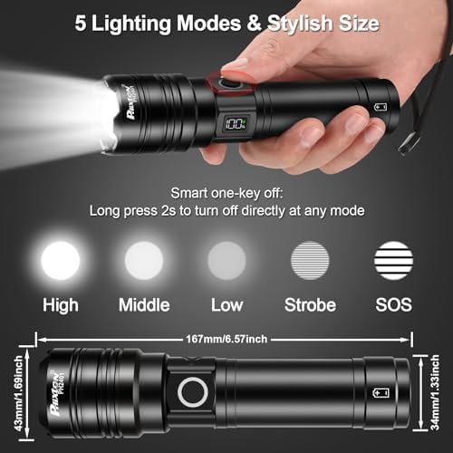Rechargeable flashlight for emergency use - High brightness LED