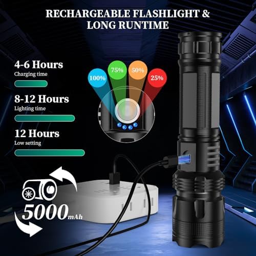 990000 Lumens Rechargeable Flashlight Waterproof Bright Reliable