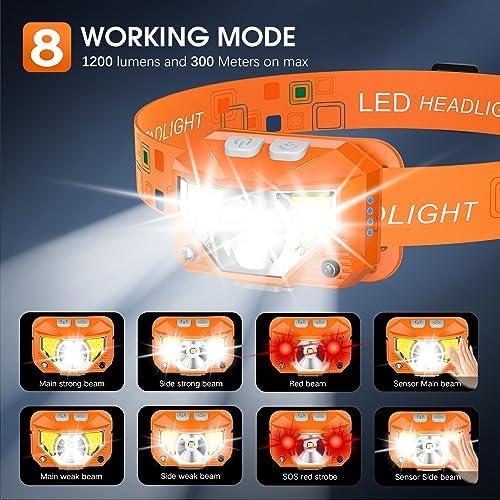 Split Set Rechargeable Headlamp with 1200 Lumen Flashlight
