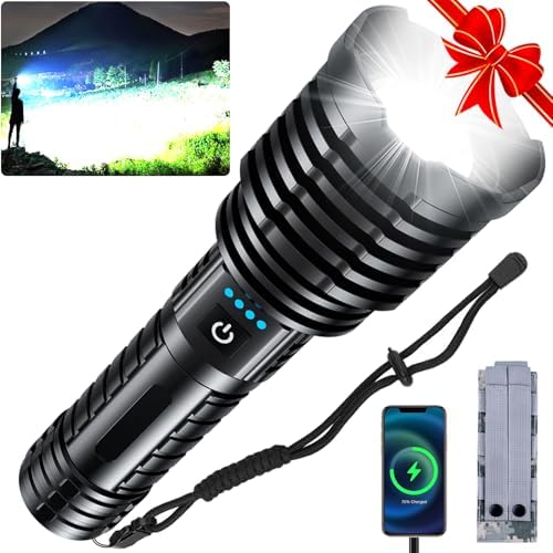 Rechargeable Tactical Flashlight 1800000 Lumens 5 Modes Waterproof 31 Hour Runtime