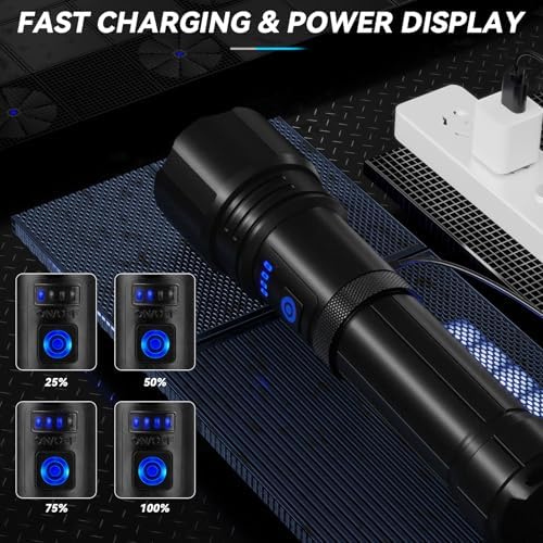 900000 LUMEN rechargeable flashlight 7 modes waterproof