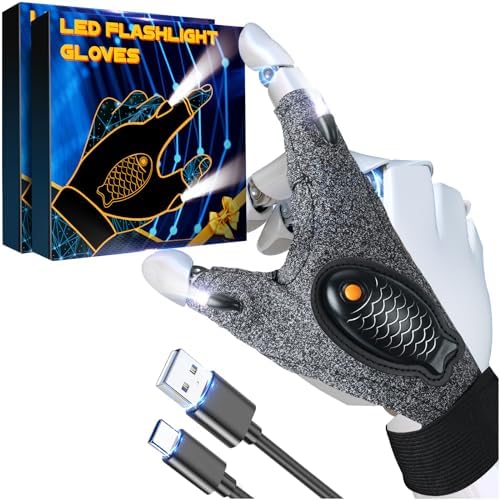 Rechargeable LED Flashlight Gloves Christmas Gifts for MenWomen