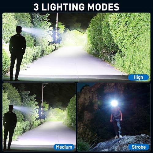 990000 Lumens 2-Pack Rechargeable LED Headlamp for Adults