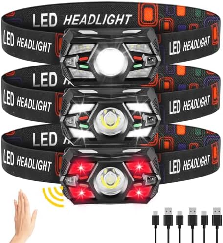 3-Pack Rechargeable LED Headlamp