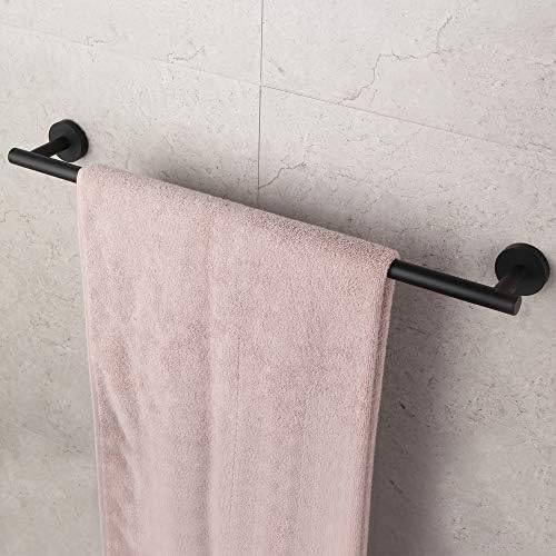 Sturdy Stainless Steel Bathroom Towel Bar Modern Black Design for Home Use