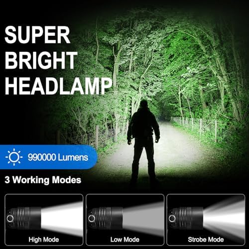 SKNSL Rechargeable Headlamp 2Pack with 3 Modes and 90 Adjustability