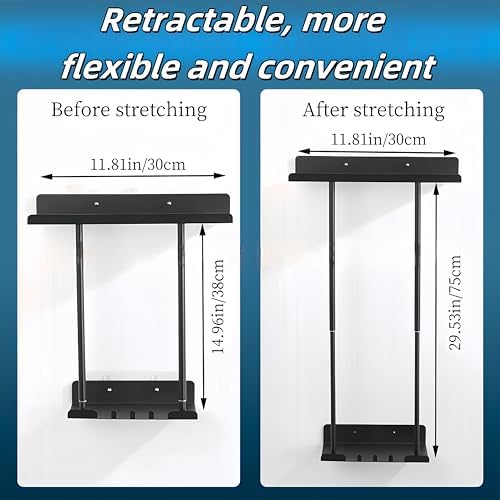 Space-Saving Black Towel Rack with Adjustable Length for Home Use