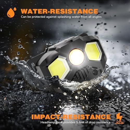 Bright Durable Rechargeable Headlamp 1400 Lumens in RedGreenWhite 14 Modes