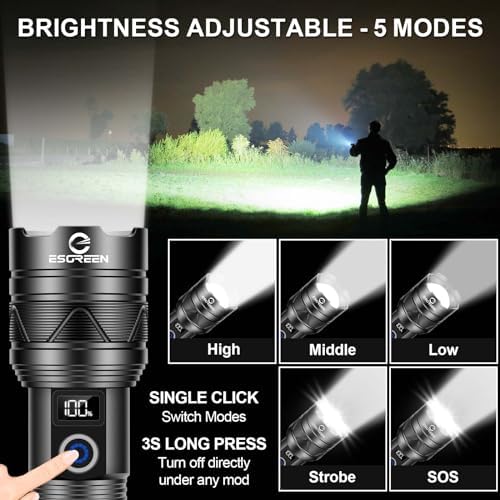 ESGREEN Rechargeable Flashlight with 5000ft Beam