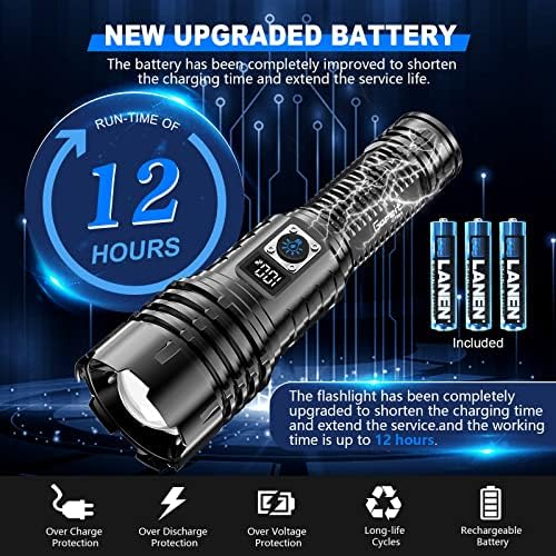 Goreit Adjustable 990000 Lumens Handheld Flashlight Waterproof Rechargeable for Emergency Use