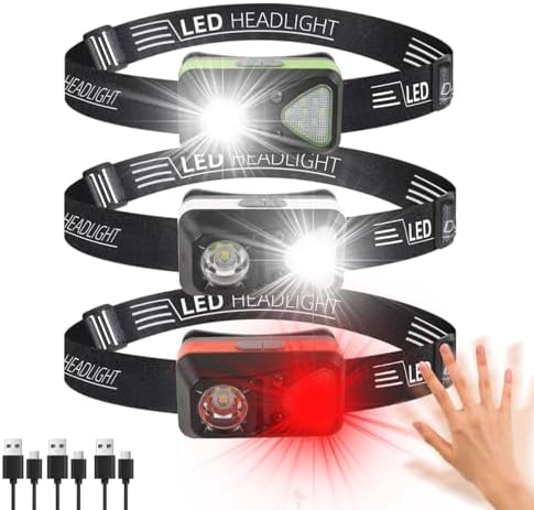 Rechargeable Headlamp 3-Pack WhiteRedOrange