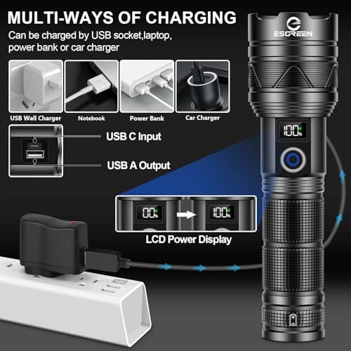 ESGREEN Rechargeable Flashlight with 5000ft Beam