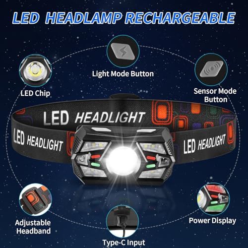 3-Pack Rechargeable LED Headlamp