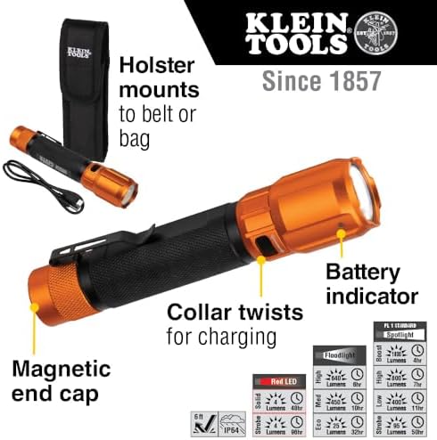 Rechargeable 2-Color LED Flashlight with Holster