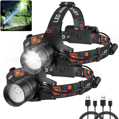 SKNSL Rechargeable Headlamp 2Pack with 3 Modes and 90 Adjustability
