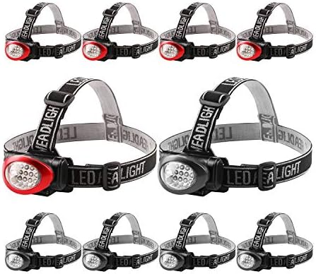 Lichamp 10-Piece Headlamp Set - 12 LED 3 Modes Adjustable Headband