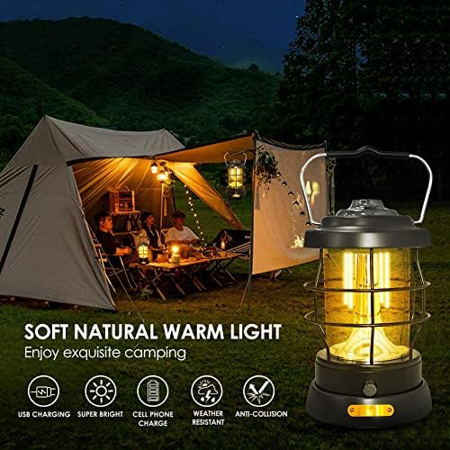 UniqueFire Retro Camping Lantern Rechargeable LED Camping Lantern for Emergency Outdoors
