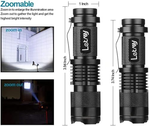 LETMY Tactical Flashlight 300 Lumens 3 Modes Waterproof 2-Pack