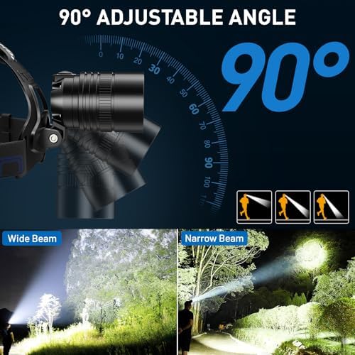 990000 Lumens 2-Pack Rechargeable LED Headlamp for Adults