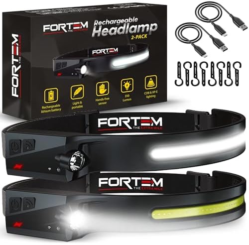 FORTEM Rechargeable 2-Pack 230 Expandable Headlamp Set